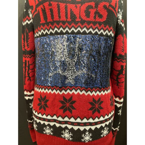 Stranger Things, Ugly Christmas Sweater, Reversable Sequence Image, Adult Small - Picture 2 of 8